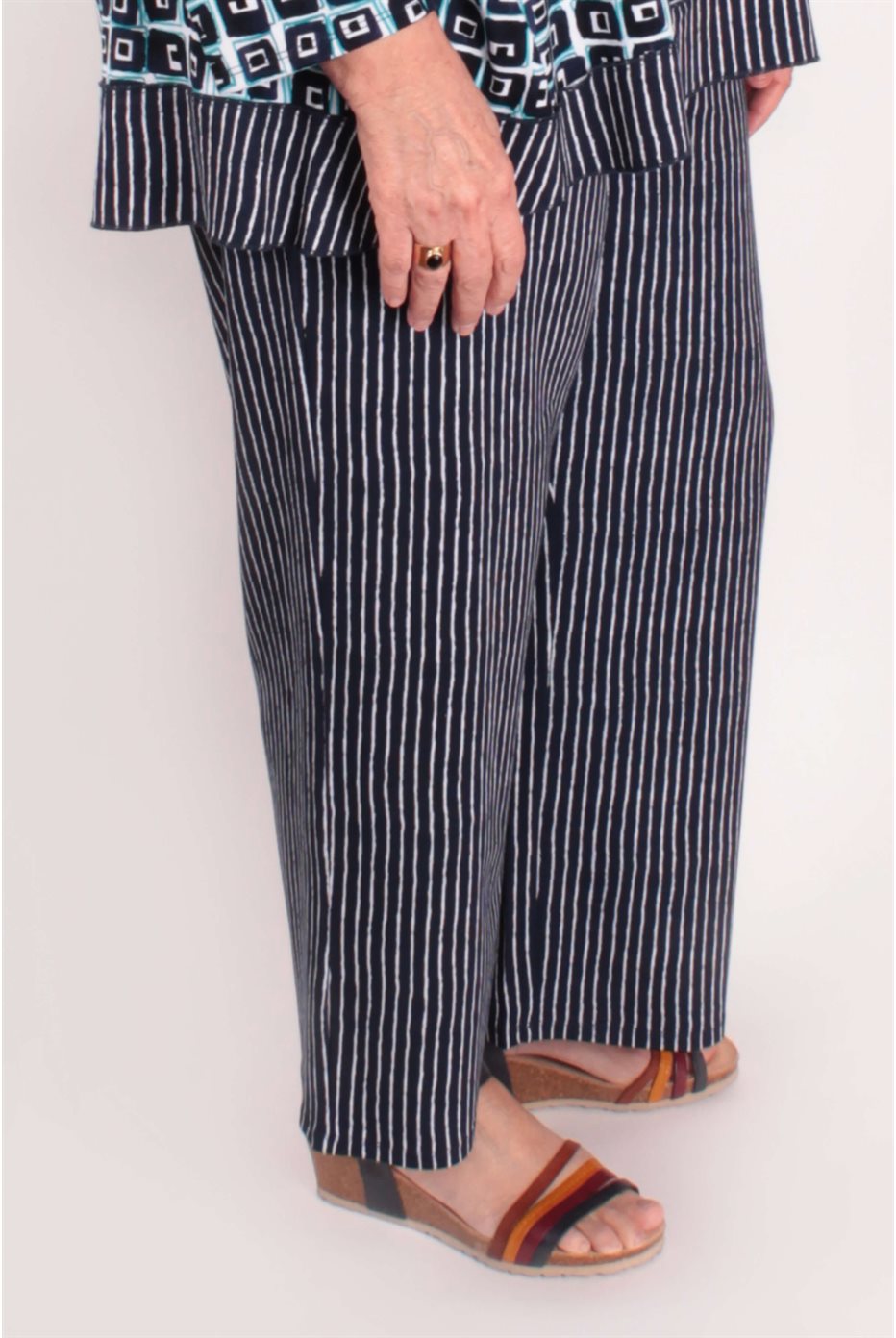 Flood Pant Bamboo Navy Stripe